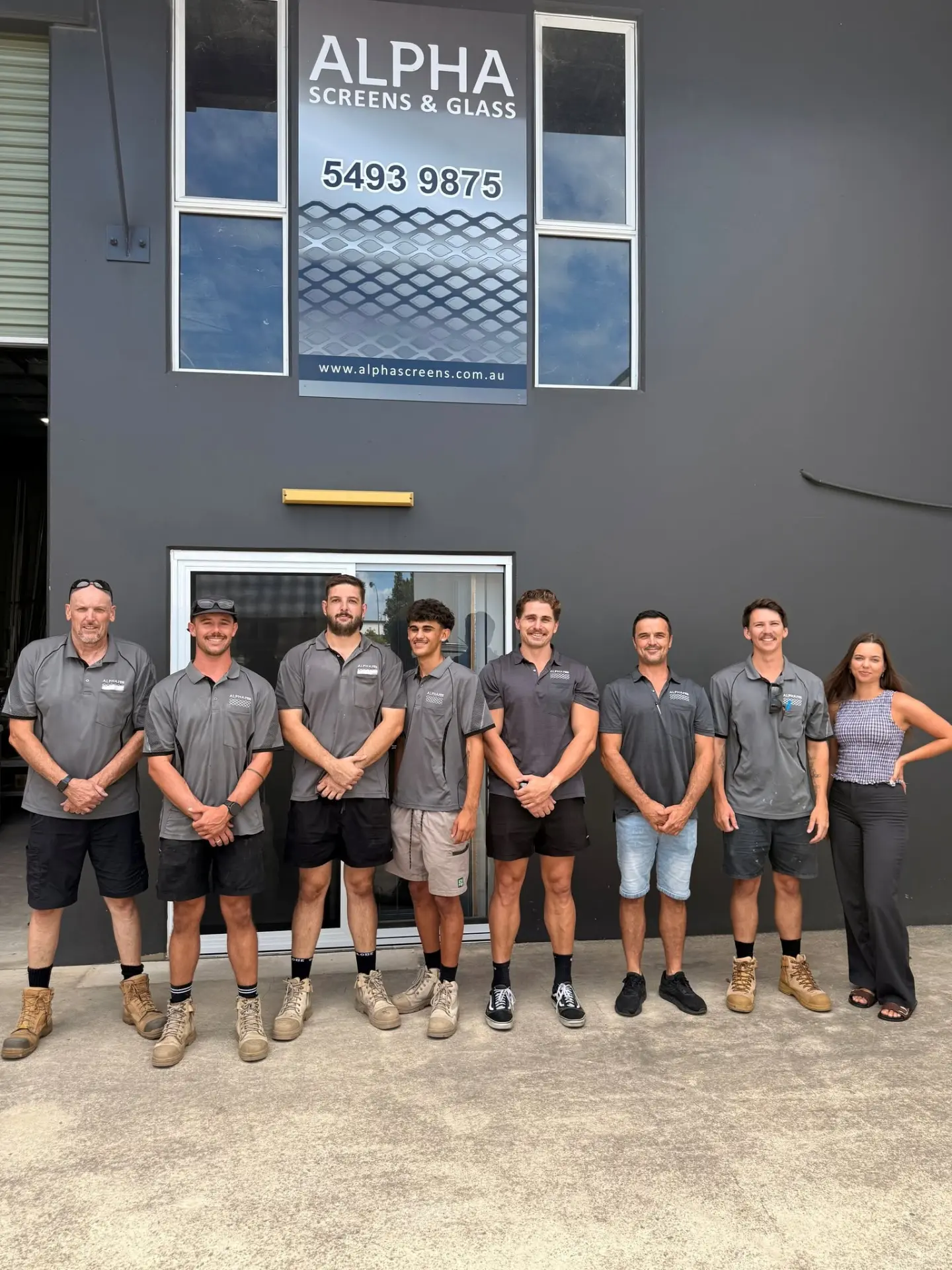 The Alpha Screens & Glass team outside their Sunshine Coast workshop